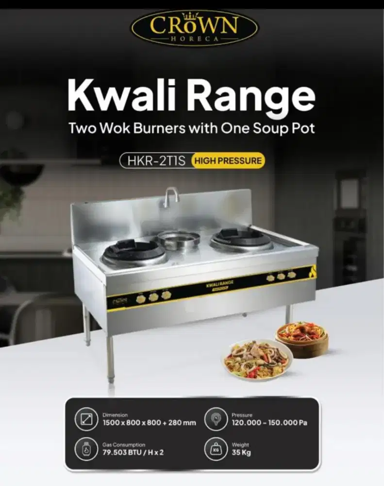 Kompor Gas Kwali Range Crown 2 Tungku HKR-2T1S