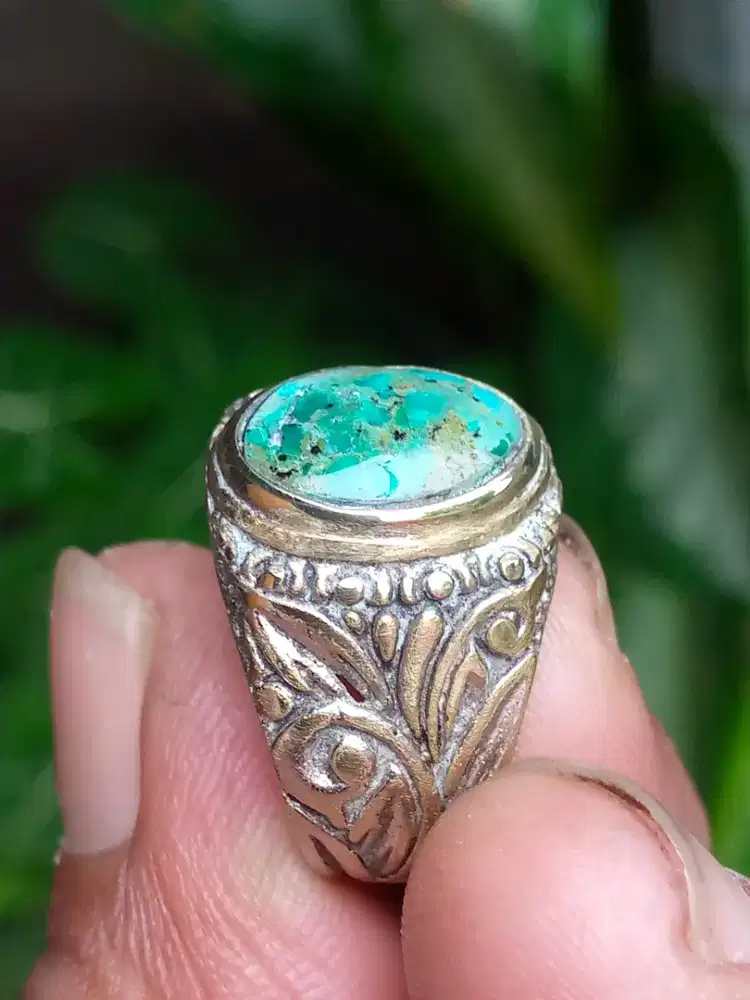 Batu bacan palamea rasa pirus ajib ,13x10x4 ,alpaka uk 8