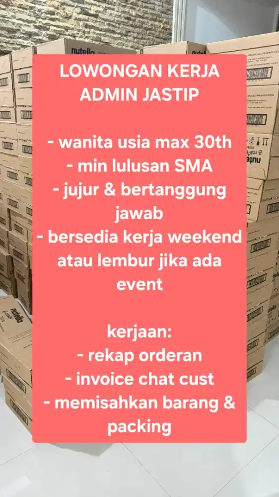 Lowongan Admin Jastip / Onlineshop
