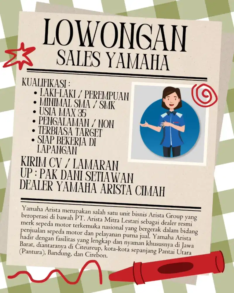 lowongan kerja marketing yamaha