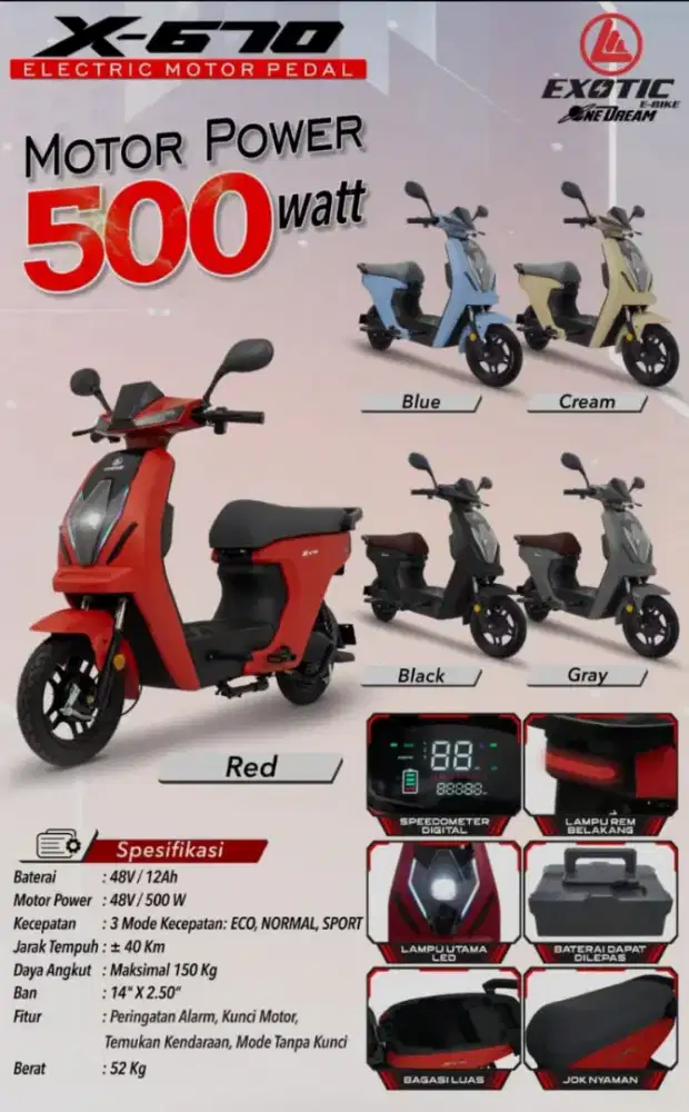 Sepeda listrik exotic X-670