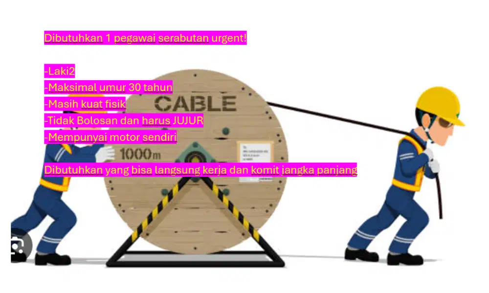 Dibutuhkan 1 pegawai serabutan untuk toko listrik
