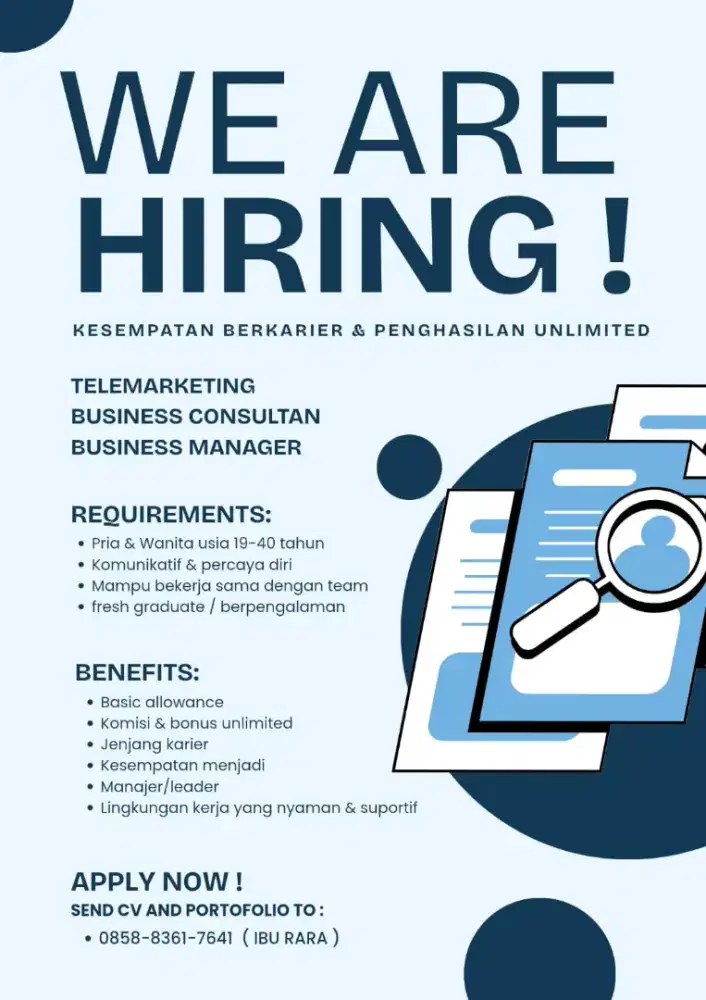 Dibutuhkan lowongan pekerjaan