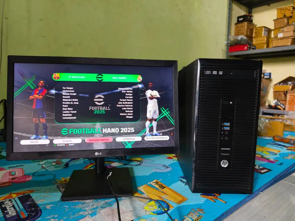sepaket PC HP monitor LG 20inch SSD DDR4 fisik mulus kenceng siap paka