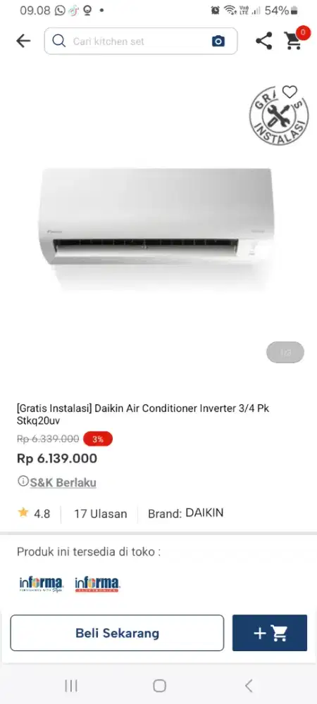 PROMO KREDIT DAIKIN AC INVERTER 3/4 PK