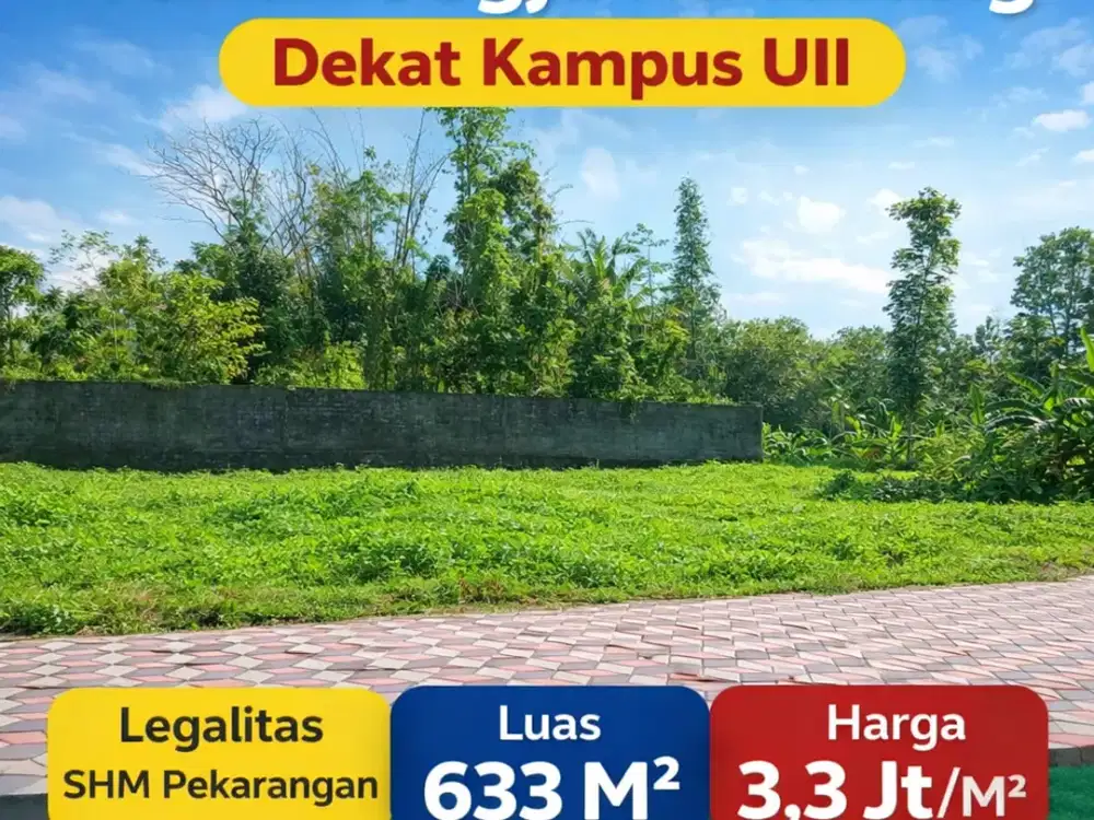 Tanah Jogja Kost Area Kampus UII Kaliurang SHM Pekarangan