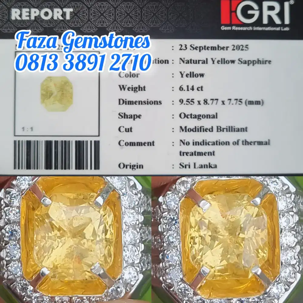No Heated Yellow Sapphire Srilanka, Size ideal 6.14ct, blink blink