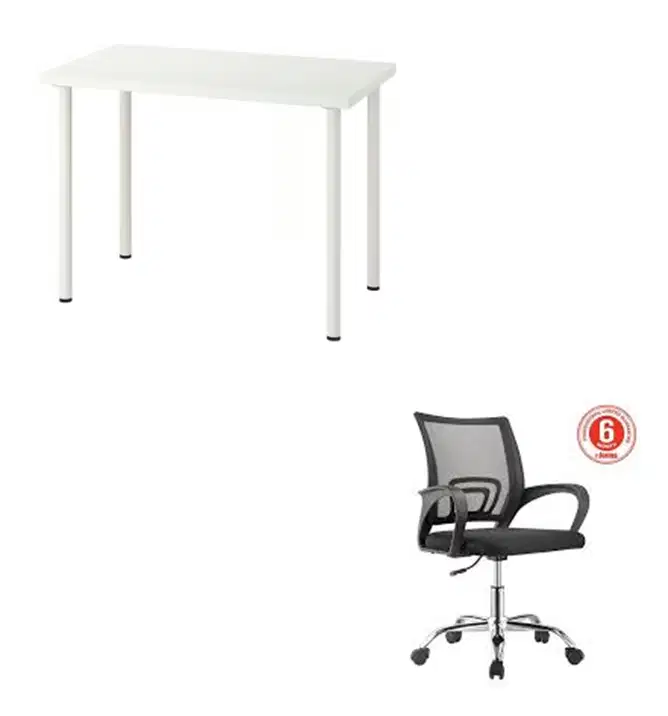 Meja dan Kursi Belajar/Kantor Putih (Gaya IKEA)
