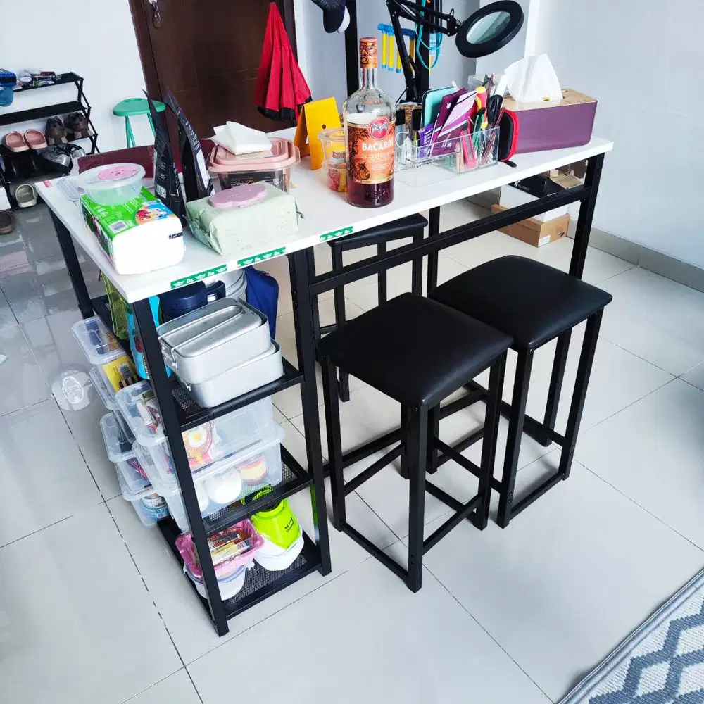 Meja Pulau Dapur / Meja Bar + 4 Kursi