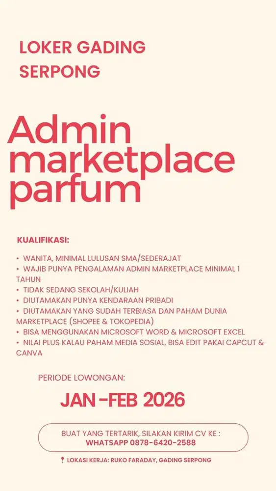 Lowongan admin marketplace