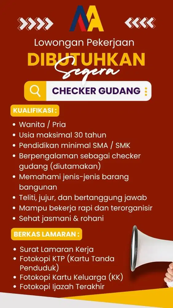 Lowongan Checker Gudang
