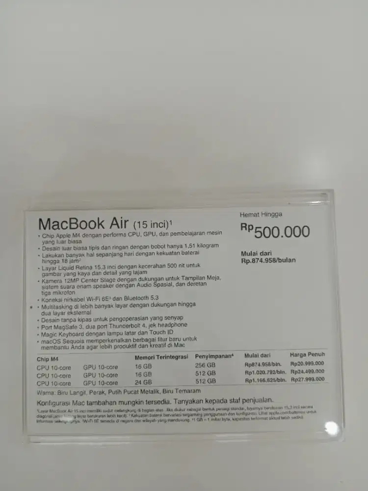 CICILAN LAPTOP MACBOOK AIR 15 INCI TANPA KARTU KREDIT & DP DISPAYLATER