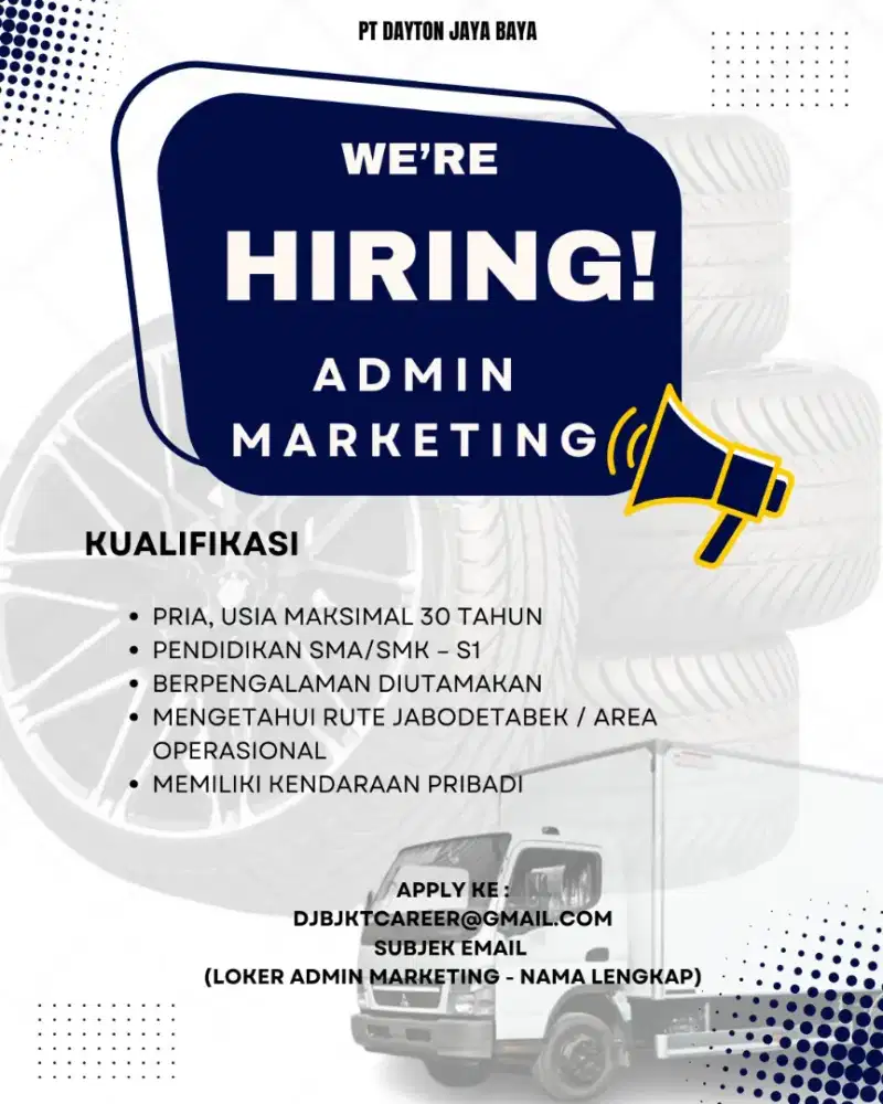 DIBUTUHKAN SEGERA! ADMIN MARKETING