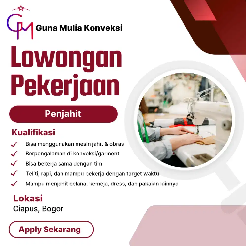 LOWONGAN PENJAHIT