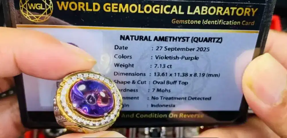 Cincin Batu Permata Natural Amethyst Cakep Istimewa Mewah