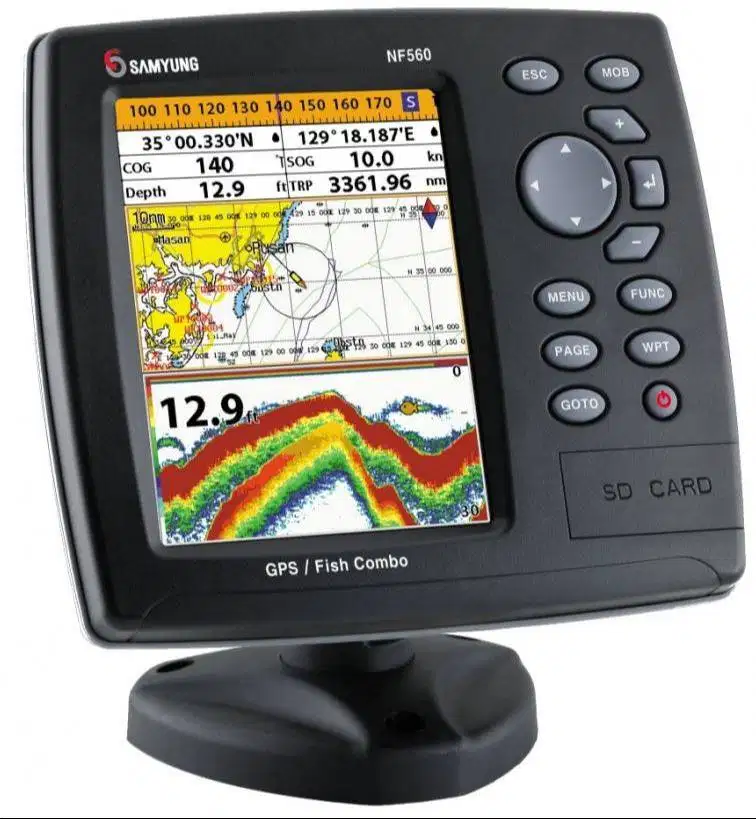 SAMYUNG NF560 GPS CHART PLOTTER + FISH FINDER TRANSDUCER STAINLESS