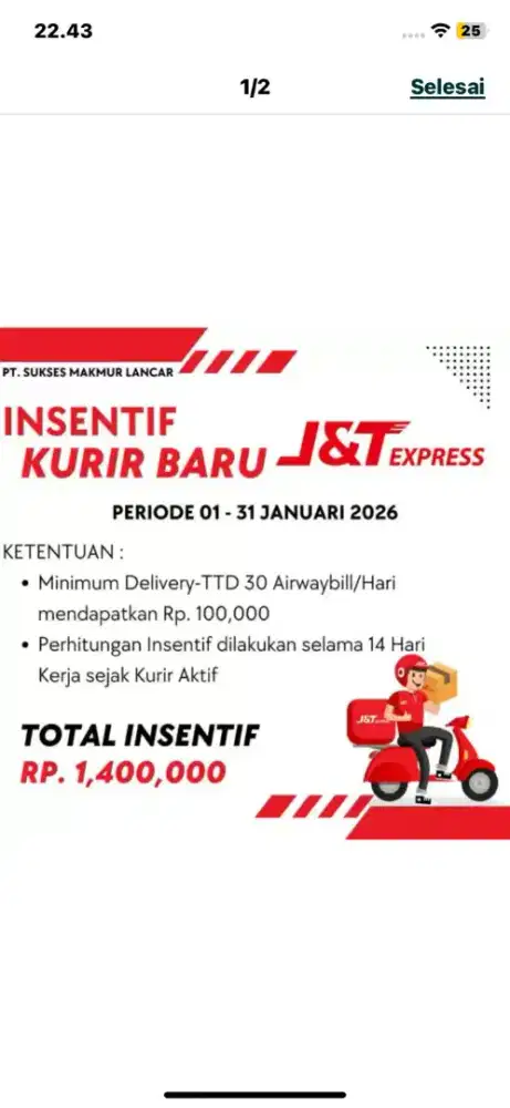Di butuhkan kurir delivery area tangerang raya