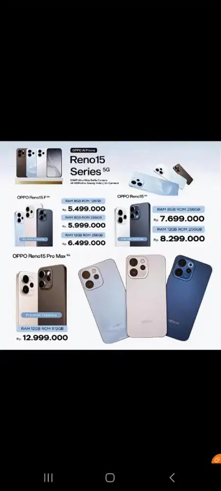 Promo kredit oppo reno15 bunga 0% gratis 2x angsuran