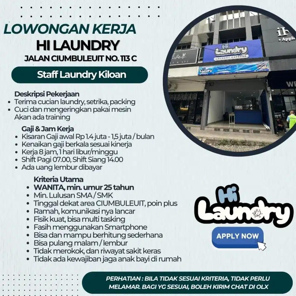 Lowongan Kerja Laundry Kiloan Ciumbuleuit Bandung
