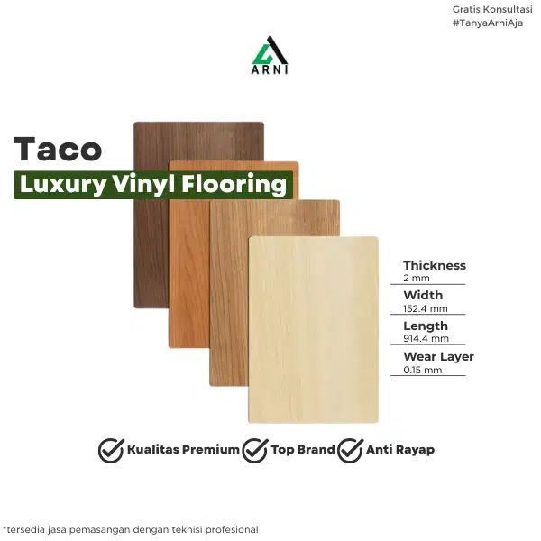 Lantai Vinyl Taco 2mm - Wood Grain Series | 152.4 x 914.4 mm