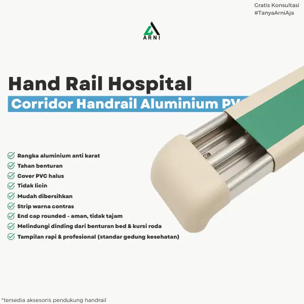 Handrail Rumah Sakit Aluminium PVC | Handrail Koridor RS Anti Benturan
