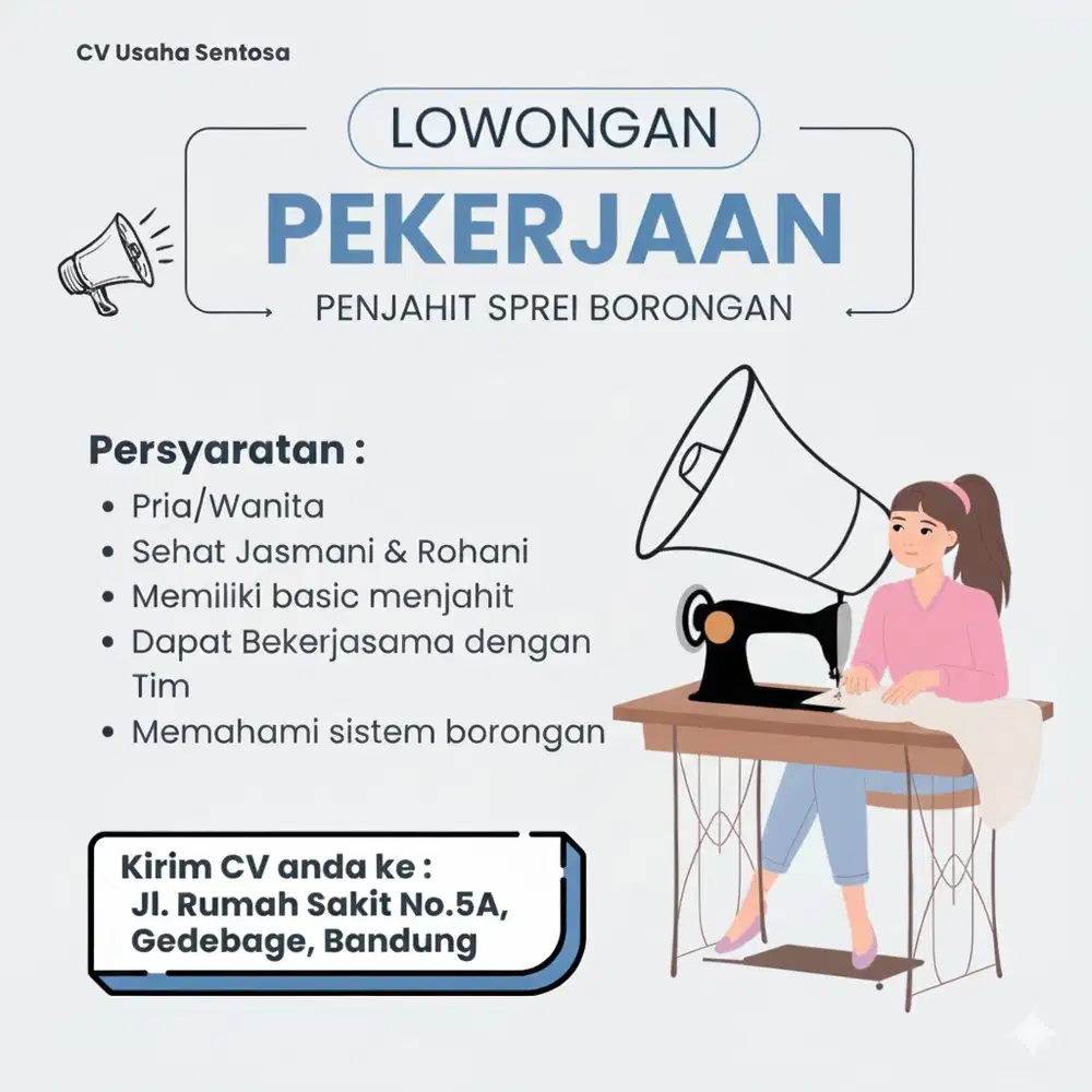 LOWONGAN KERJA PENJAHIT SPREI