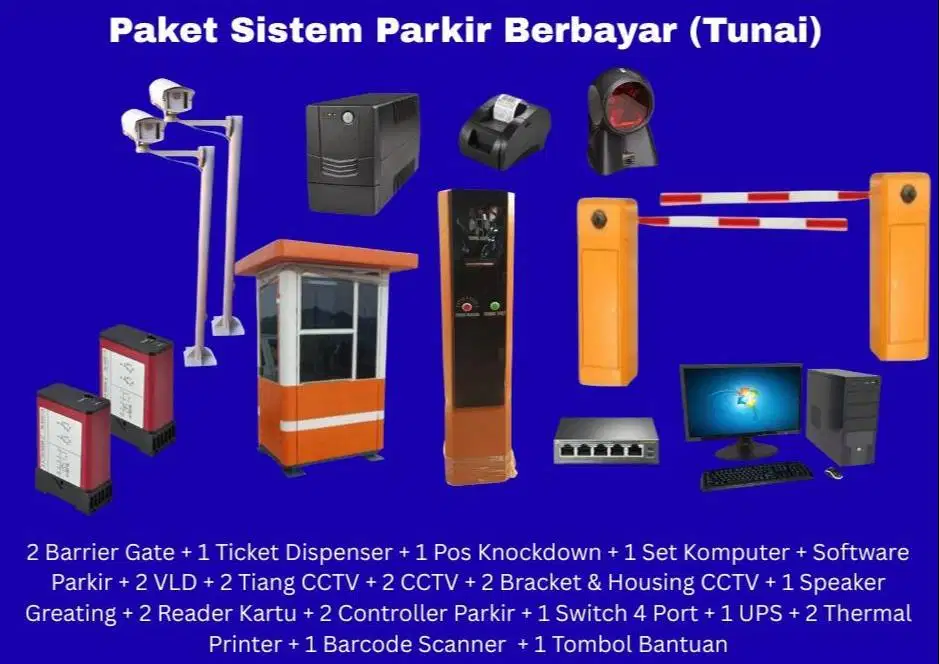 Paket Parkir Berbayar Cashless  | Tiket & Tap E-Money | Barrier  Gate