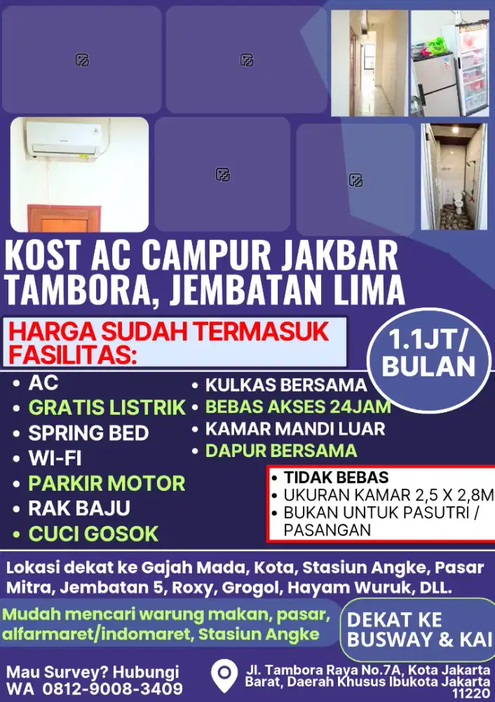 Kos Lengkap 1.1JT/BLN