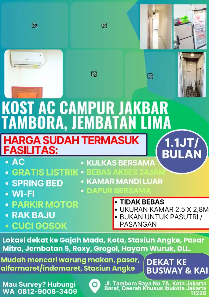 Kost Lengkap 1.1JT/BLN