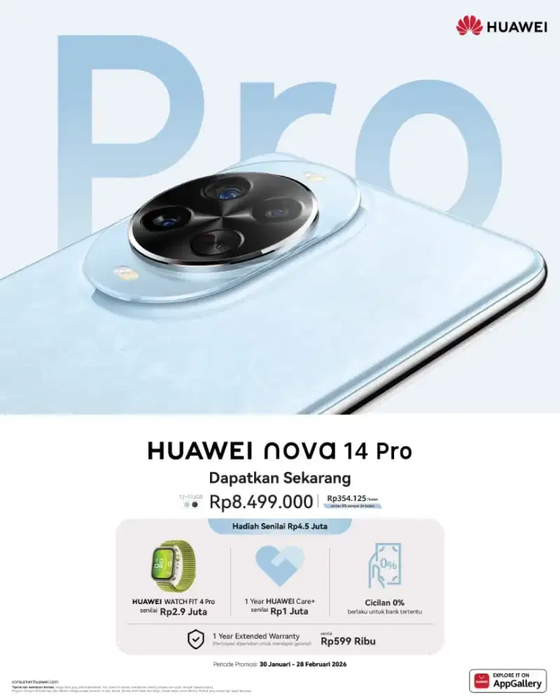 Dapatkan Promo Pre-Order HUAWEI NOVA 14PRO CUKUP DP 500K