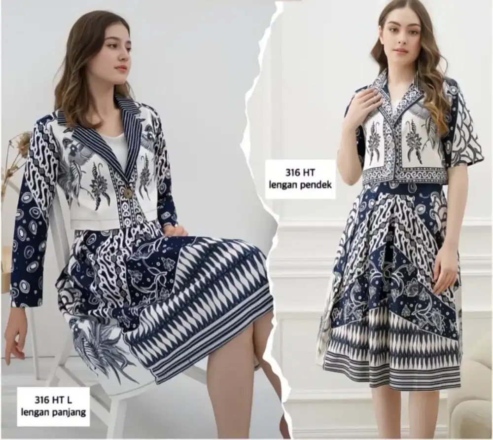 Setelan Batik Atasan Rok Wanita Katun Stretch,316HT/316HT L/165HT