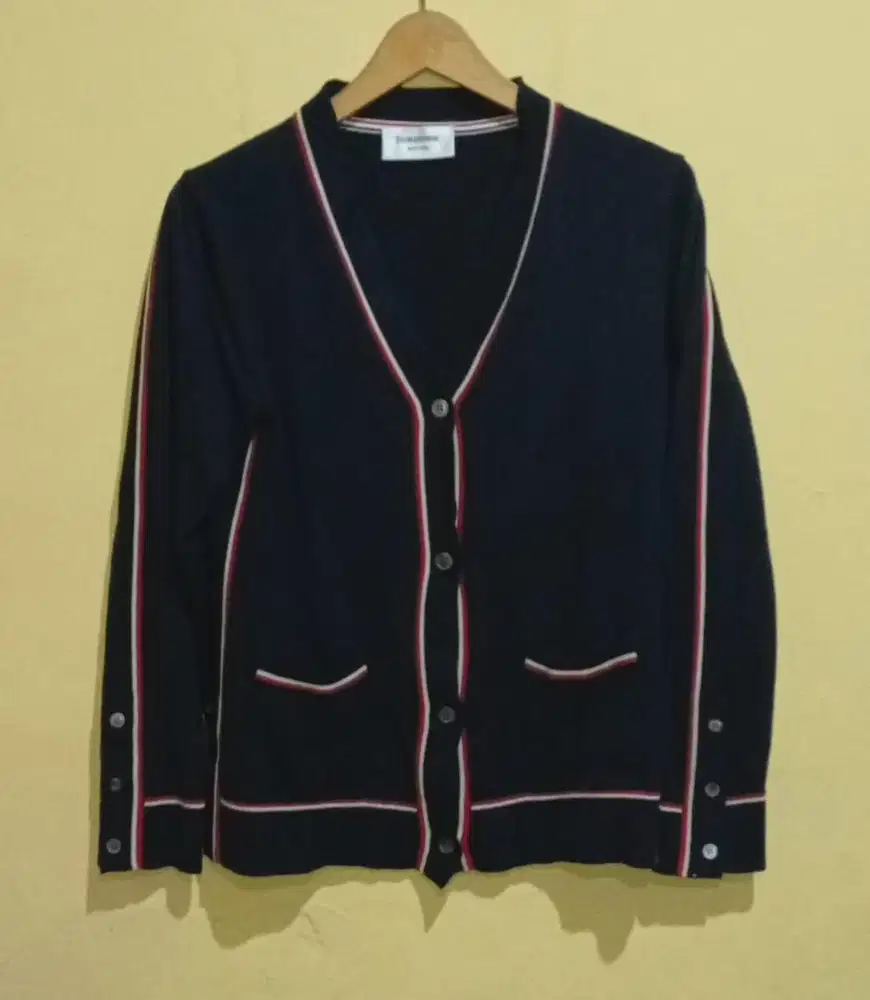 THOM BROWNE. NAVY CARDIGAN WOMAN