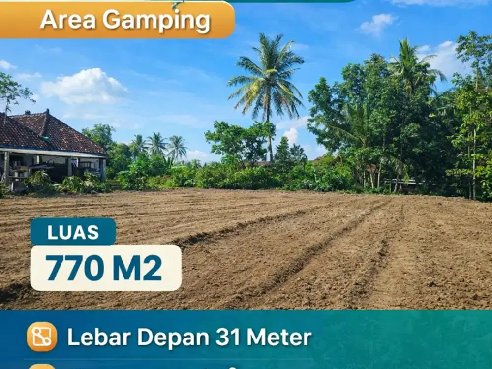 Tanah Jogja Gamping Siap AJB Notaris SHM Pekarangan Luas 770 M2