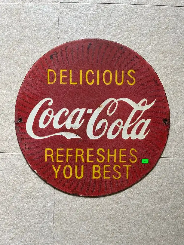 Coca Cola enamel sign tanda iklan papan vintage pajangan besi original