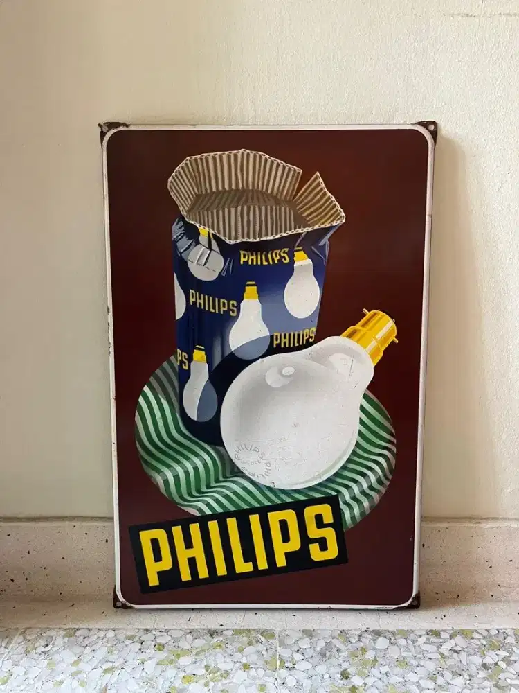 Philips Enamel iklan sign papan logam vintage antik bekas original