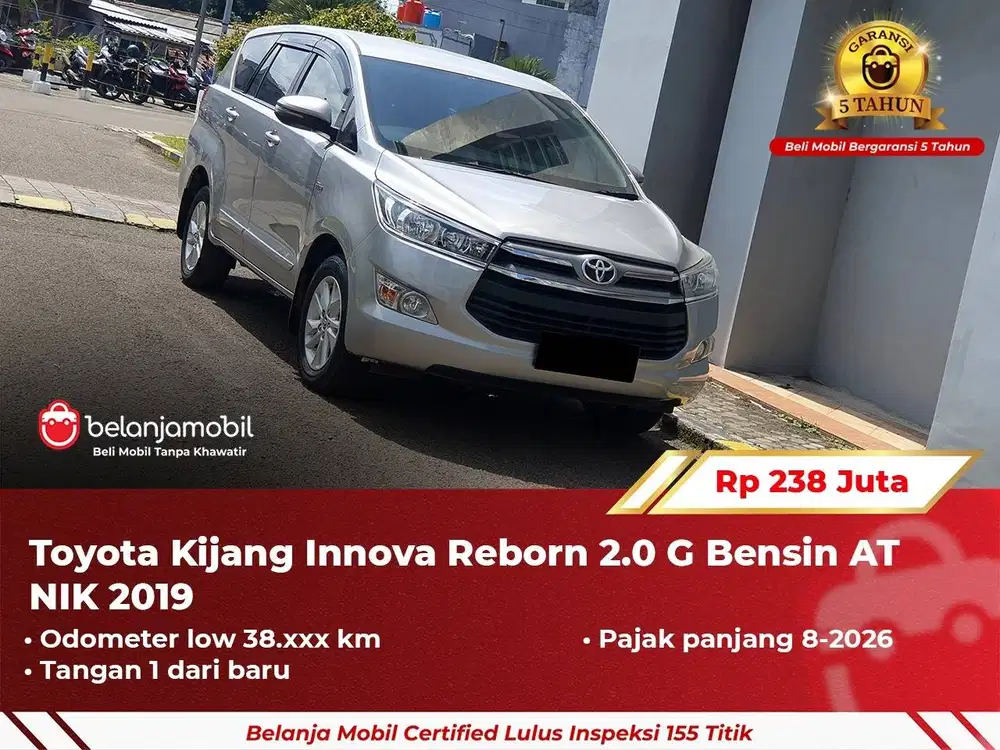 [ GARANSI 5TH ] Toyota Kijang Innova Reborn 2.0 G Bensin AT 2019/2020