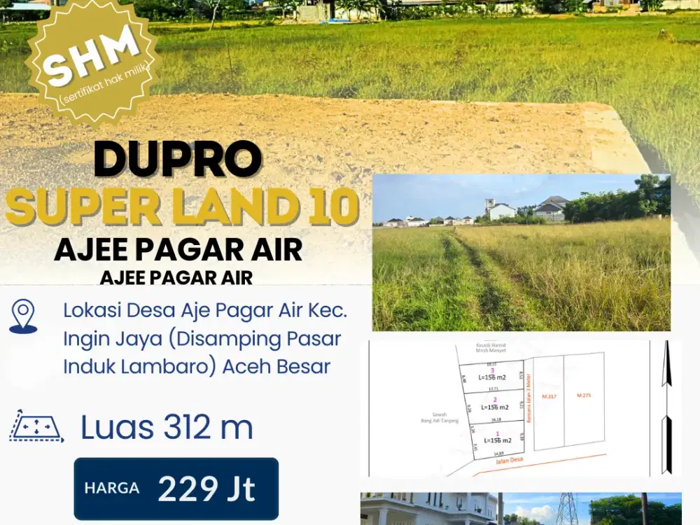 Dijual Tanah Kavling Siap Bangun – SHM | Ajee Pagar Air, Aceh Besar