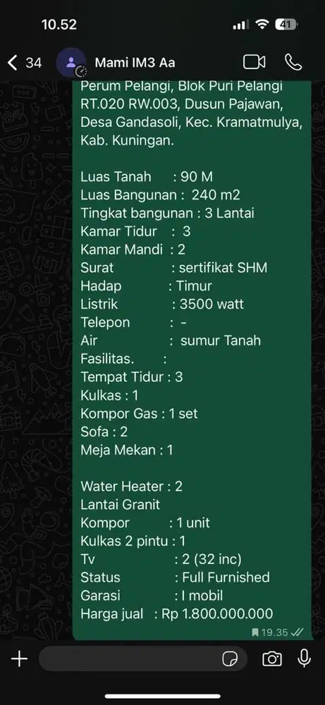 Rumah tinggal 3 lt dan full furnish