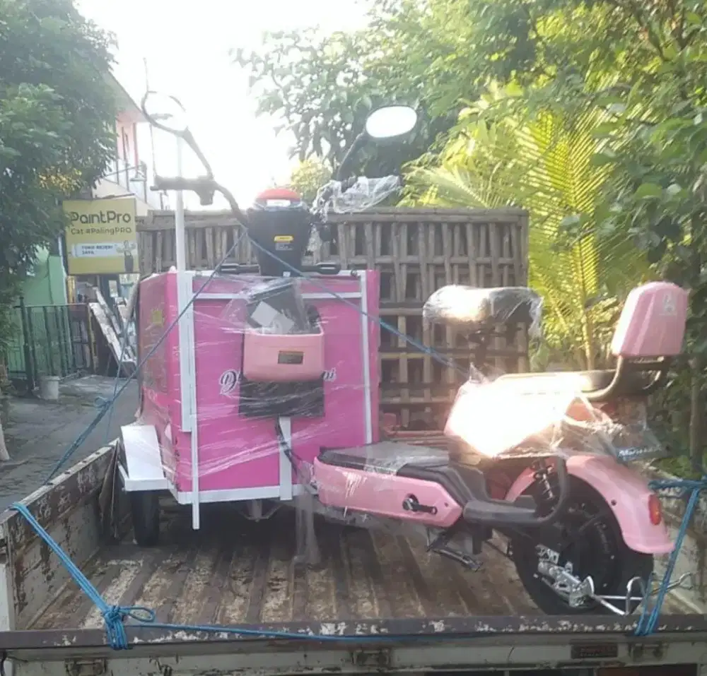 grobak listrik , grobak jualan kopi , grobak dengan speda listrik