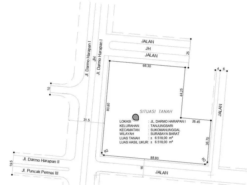 DIJUAL TANAH RAYA DARMO HARAPAN HOOK STRATEGIS SIAP PAKAI