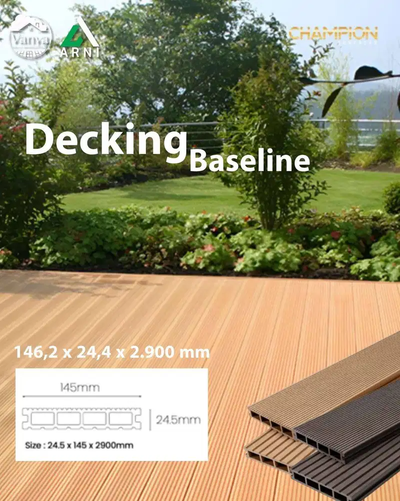 Decking WPC Champion Outdoor Motif Kayu | Lantai Kayu Sintetis Tahan C