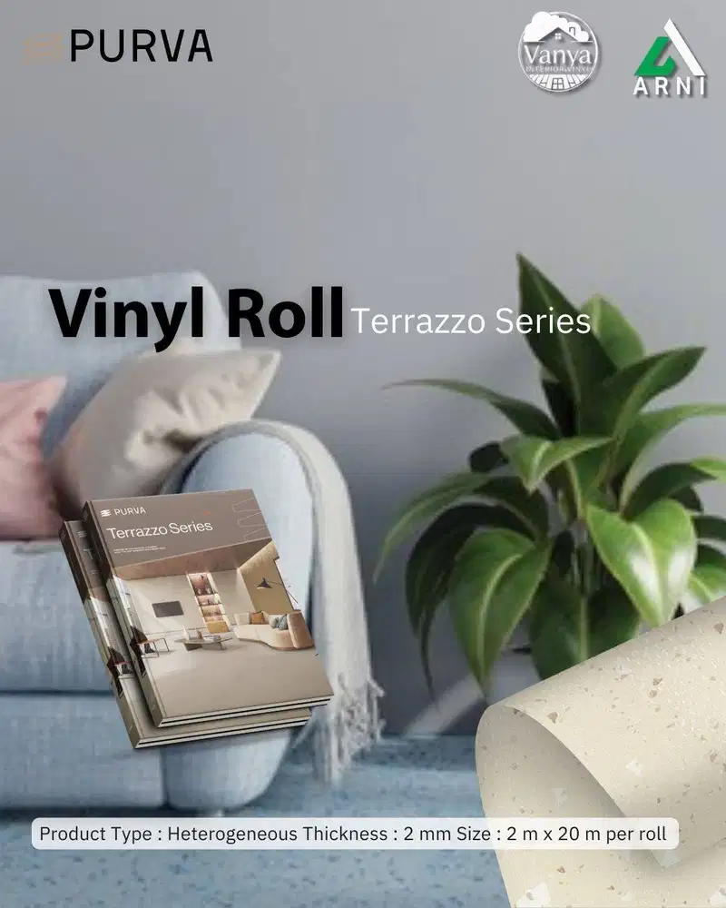Vinyl Roll Purva Terazzo Series 2mm – Lantai Vinyl Terazzo Modern & Ta