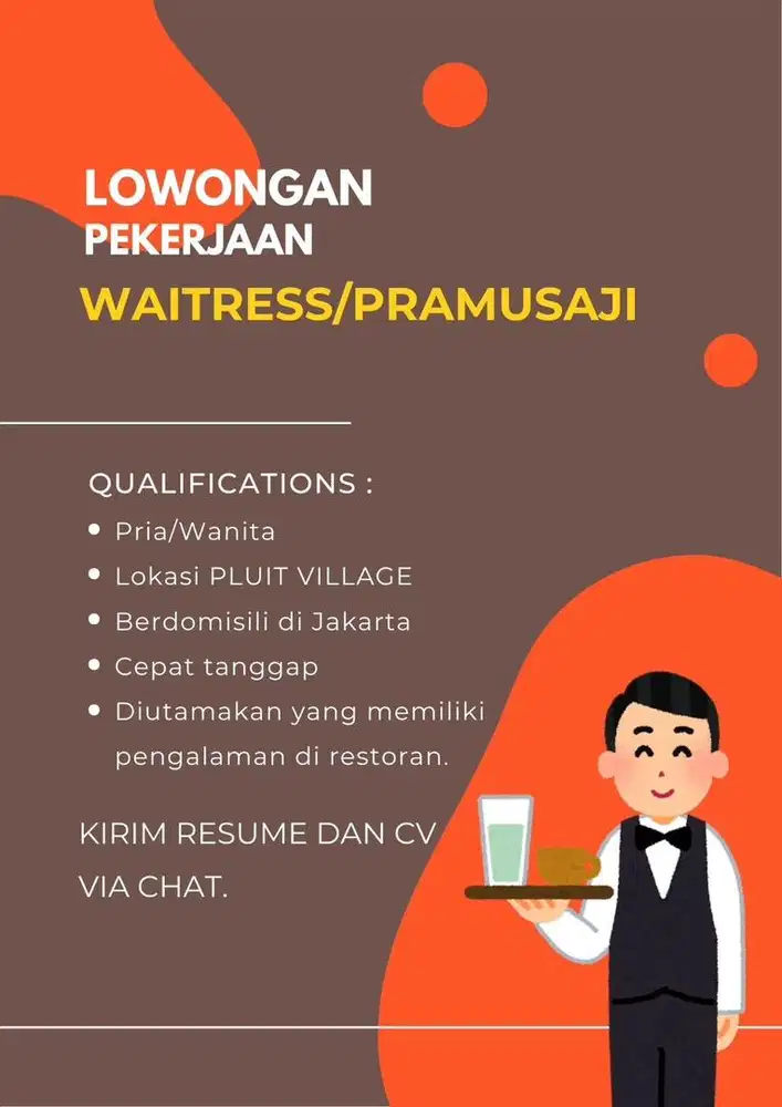 Dibuhkan Waiter/Pramusaji