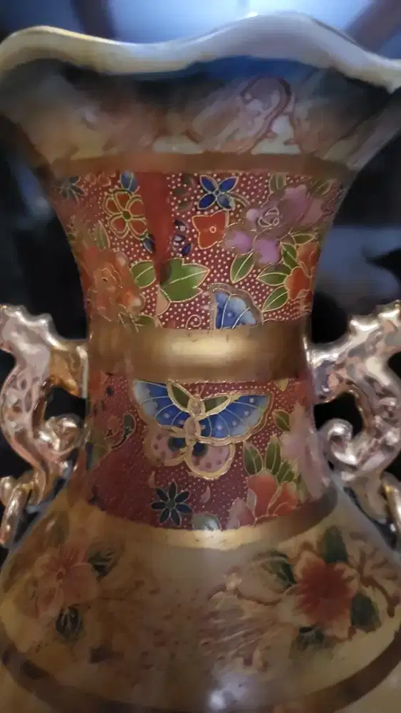 Guci Satsuma Lawas Gambar burung Merak Dapat 3 pcs