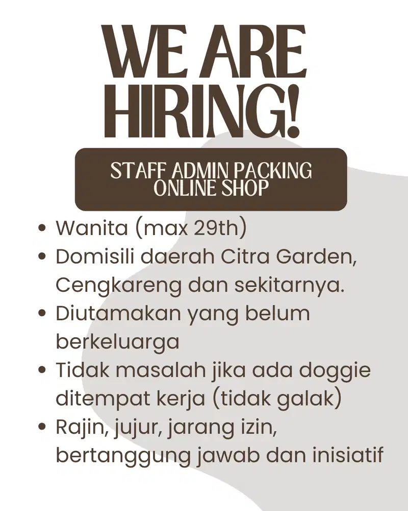 Lowongan Kerja Admin Online Shop / Loker Olshop / Loker Admin