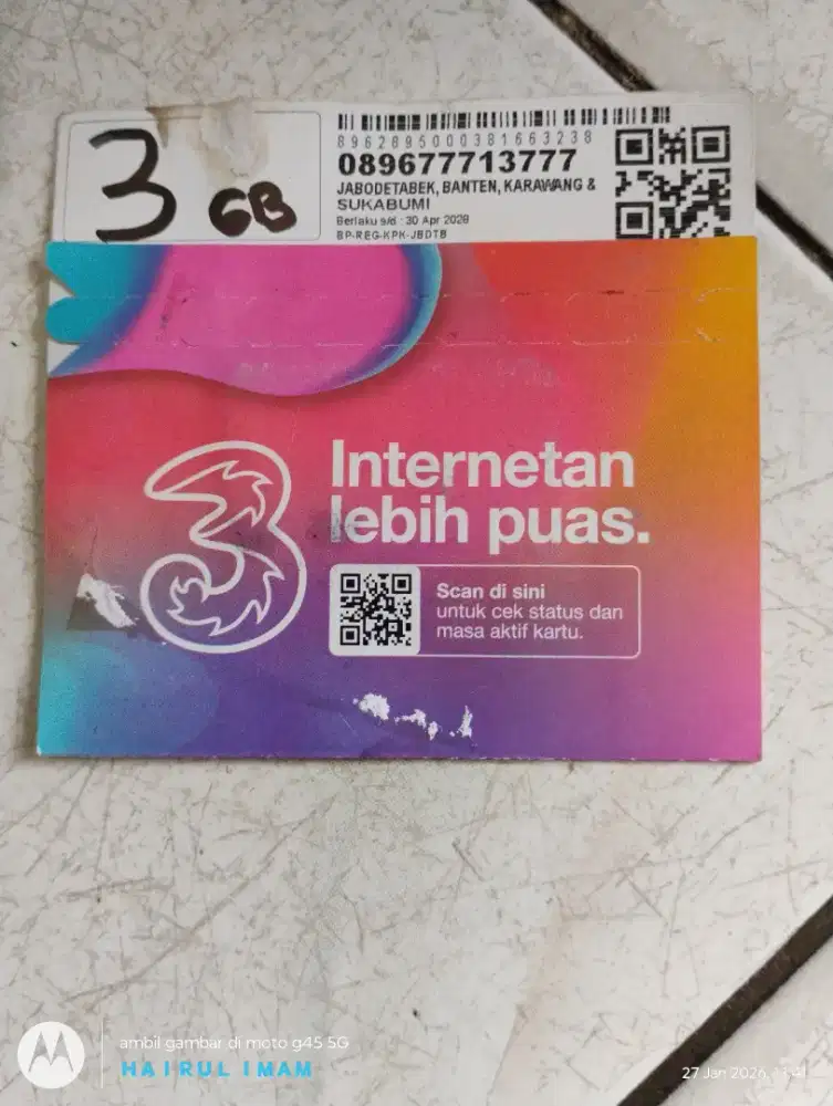 PERDANA 3 3GB NOMOR CANTIK