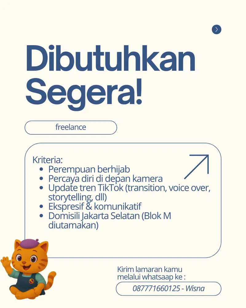 OPEN FREELANCE TALENT TIKTOK (PEREMPUAN BERHIJAB)