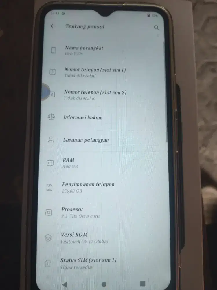 Vivo y20s ram 8 rom 256