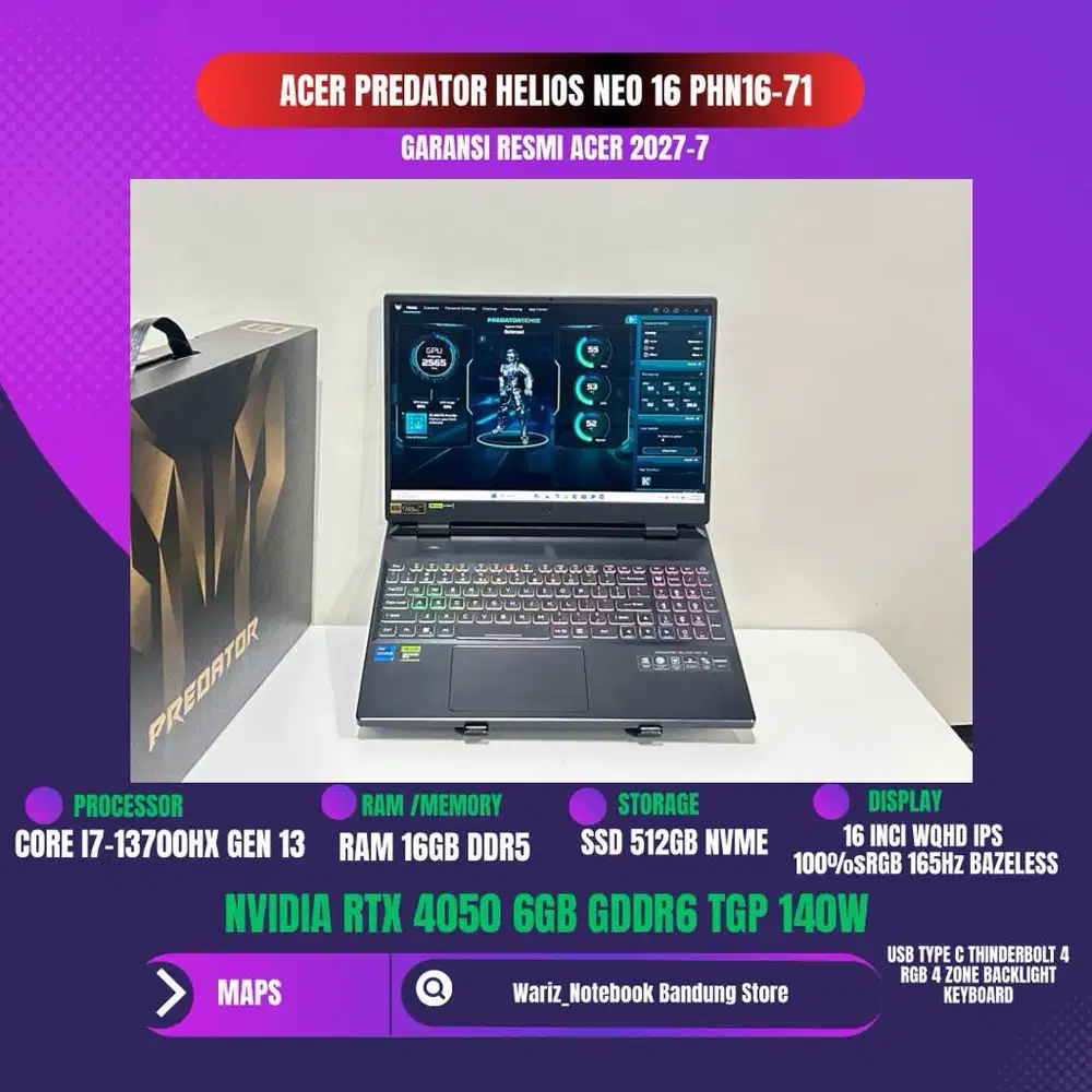 ACER PREDATOR HELIOS NEO 16 PH16-71 CORE I7-13700HX NVIDIA RTX 4050