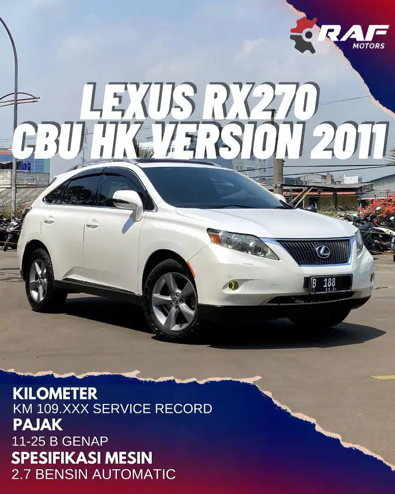 LEXUS RX270 HK VERSION SUNROOF AT 2011 PUTIH RX 270